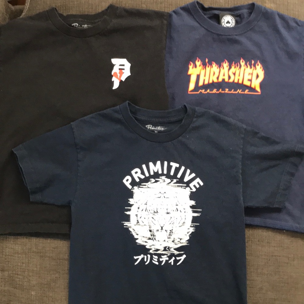 Boys primitive and thrasher t-shirts
